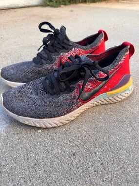 Nike Flyknit Running Shoes - Black, Red & Yellow Accent